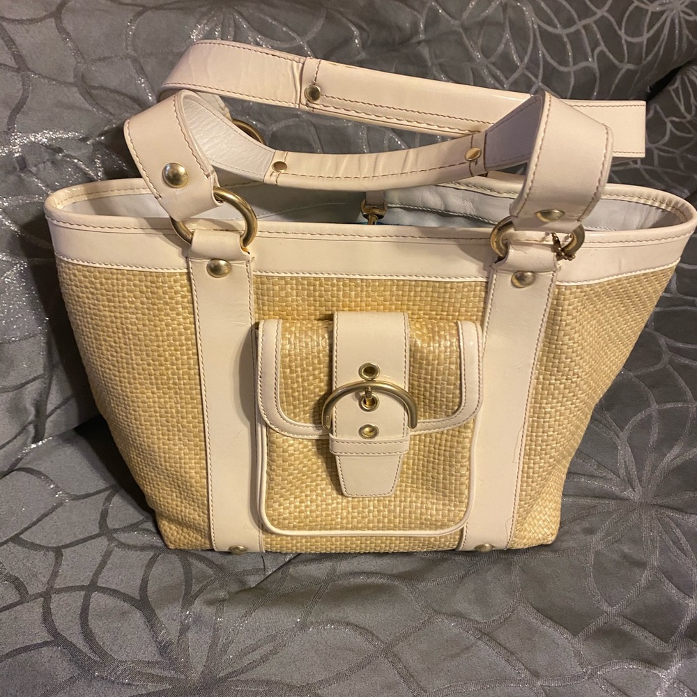 Summertime Find!  Authentic Coach straw handbag.